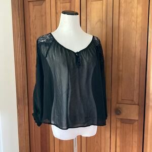 Forever 21 Sheer Black Pullover Blouse, Size XS